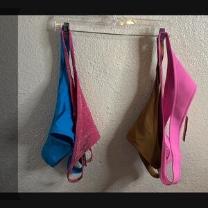 SKIMS Colorblock Bikini Set in Blue, Pink, Brown